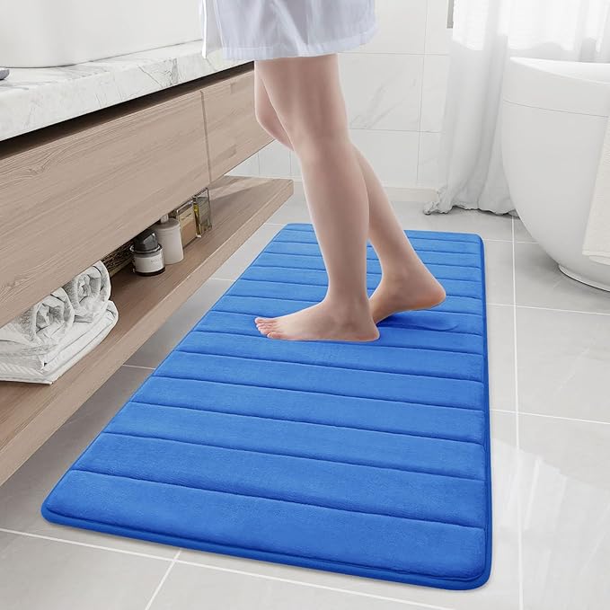 Buganda Memory Foam Bath Mat, 55" x 24", Ultra Soft and Non-Slip Bathroom Rugs, Water Absorbent and Machine Washable Bath Rug Runner for Bathroom, Shower, and Tub, Royal Blue