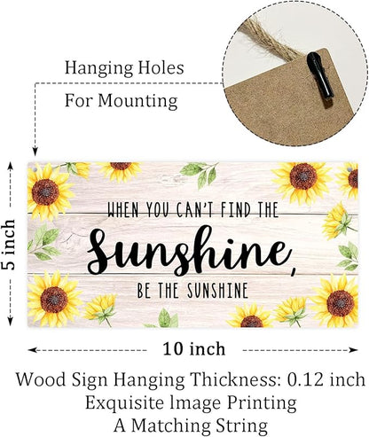 Be The Sunshine Wooden Hanging Sign Plaque, Sunflower Wall Decor Sign With Inspirational Quotes, Rustic Wood Sign Wall Art for Home Nursery Living Dining Room Farmhouse Garden Yard - A21