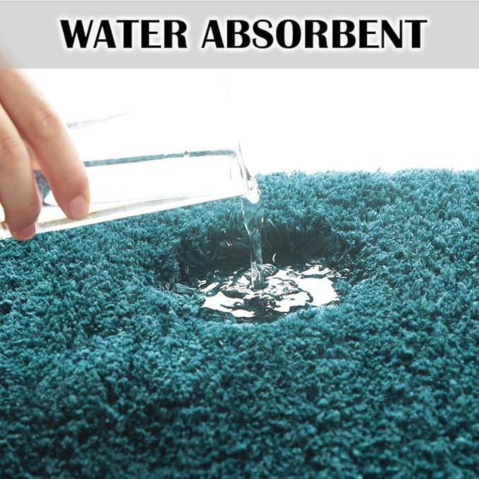 Suchtale Large Bathroom Rug Extra Soft and Absorbent Shaggy Bath Mat Machine Washable Microfiber Bathroom Non Slip Mat for Bath Floor Mats - Rubber Back (24 x 60 Teal)