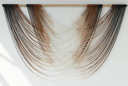 Flber Macrame Wall Hanging Dip Dye Brown Boho Wall Decor Yarn Tapestry Modern Living Room Bedroom Home Wall Decor 57" W x 35" L