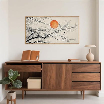 Celestdeco Large Vintage Tree Branch Framed Canvas Wall Art Set, Retro Tree Drawing Wall Decor, Nature Botanical Wall Painting, Neutral Landscape Art Print for Living Room, Bedroom, Office - 20"X40"x1