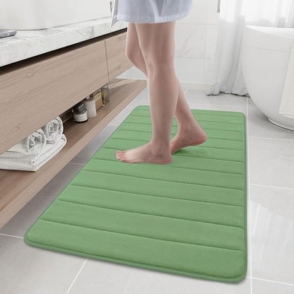 Buganda Memory Foam Bath Mat, 47" x 24", Ultra Soft and Non-Slip Bathroom Rugs, Water Absorbent and Machine Washable Bath Rug Runner for Bathroom, Shower, and Tub, Olive Green