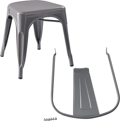 Amazon Basics Metal Dining Chairs, 4 Count, Dark Grey, 20.1 x 17.1 x 33.5 inches