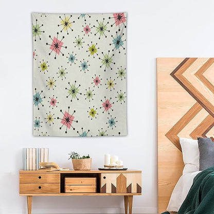 ICMOLYYENLO Abstract Cat Tapestry, Medieval Abstract Atomic Star Cat Vintage Home Wall Hanging Art Tapestry for Bedroom Living Room Dormitory 40x60 Inch