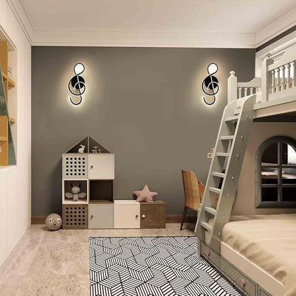 XEYOU 22W Modern Wall Sconce Lighting Indoor LED Creative Wall Light Fixture Music Symbol Art Decoration Wall Lamp for Living Room Bedroom Stair Corridor, Black 4500K