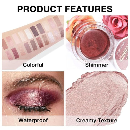 Cream Glitter Champagne Shimmer Metallic Eyeshadow Palette Makeup, Natural Single Mini Instant Holographic Eyeshadow For Older Women, Sombras Crema Para Ojos, Talc, Paraben&Cruelty Free, 17