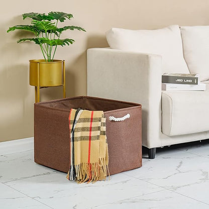 TheWarmHome Organization and Storage for Organizing - Extra Jumbo 3 Pack 20.5x15.7x13.8 inch Fabric Storage Bin for Shelves, Storage cubes for Decorative Shoes Towel Blanket Closet (Brown)