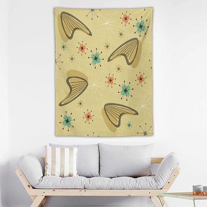 ICMOLYYENLO Boho Medieval Cat Tapestry, Abstract Atomic Starburst Geometric Aesthetic Art Wall Hanging For Bedroom Living Room Dormitory 40x60 Inches