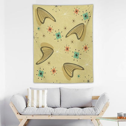 ICMOLYYENLO Boho Medieval Cat Tapestry, Abstract Atomic Starburst Geometric Aesthetic Art Wall Hanging For Bedroom Living Room Dormitory 60x80 Inches