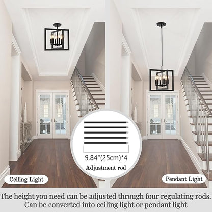 ANKYLHUA Small Black Chandelier,6-Lights Ceiling Light Fixture E12,Adjustable Hight Pendant Lights Kitchen Island,Chandeliers for Dining Room Bedroom,Entryway,Foyer