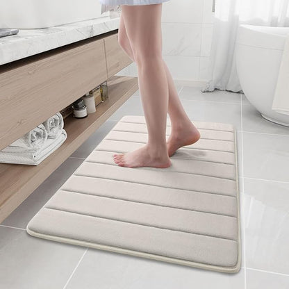Buganda Memory Foam Bath Mat, 35.4" x 24", Ultra Soft and Non-Slip Bathroom Rugs, Water Absorbent and Machine Washable Bath Rug Runner for Bathroom, Shower, and Tub, Cream