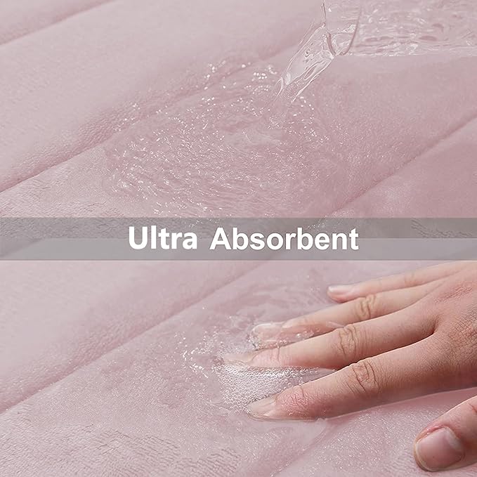 Buganda Memory Foam Bath Mat, 47" x 24", Ultra Soft and Non-Slip Bathroom Rugs, Water Absorbent and Machine Washable Bath Rug Runner for Bathroom, Shower, and Tub, Peach