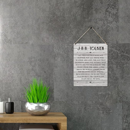 Qious Inspirational Signs Gift Farmhouse All That is Gold Does Not Glitter Not All Those Who Wander are Lost Wooden Hanging Sign Rustic Wall Art Home Office Living Room Decoration 10 x 8 Inches…