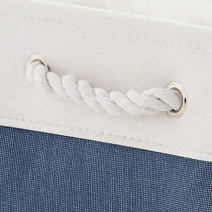 TheWarmHome Storage Bins for Shelves - 1 Pack 15.7x11.8x8.3 inch Fabric Storage Cubes, Storage Basket for Organizing Gift Laundry Cloth Toy Room (White & Jean Blue)