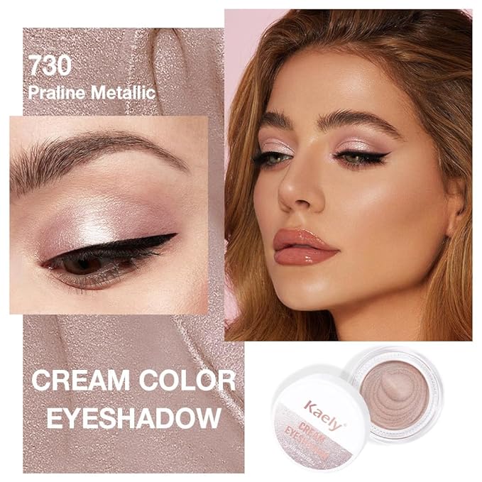 Cream Glitter Light Champagne Shimmer Metallic Eyeshadow Palette Makeup, Mini Instant Holographic Eyeshadow For Older Women, Sombras Crema Para Ojos, Talc, Paraben & Cruelty Free, 730