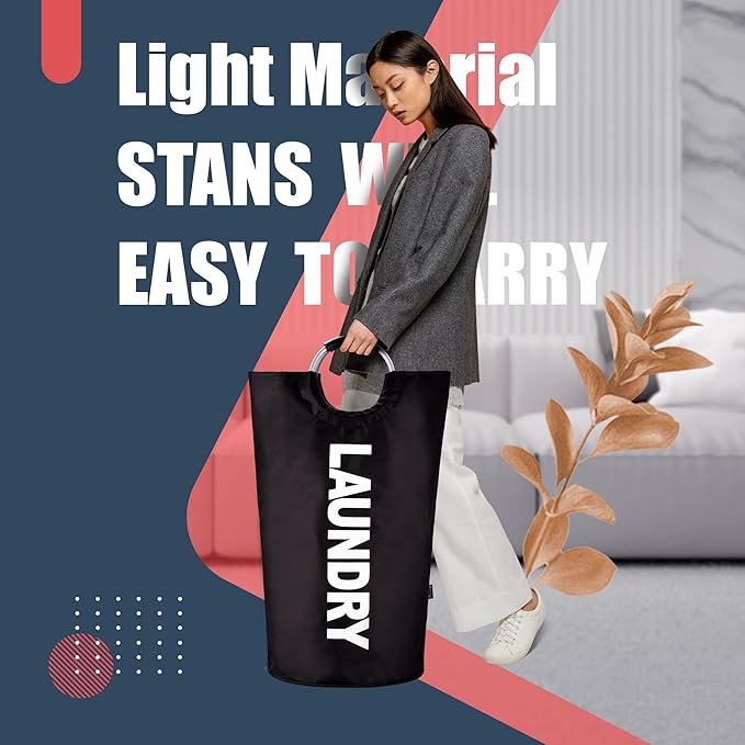 Caroeas 90L Laundry Basket (13 Colors), Waterproof Laundry Hamper, Laundry Bag with Padded Handles, Clothes Hamper Stands Up Well, Collapsible Laundry Basket Easy Storage