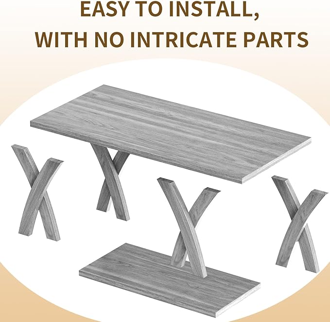 47” Wood Coffee Tables for Living Room Rustic Stands with Storage Shelf Grey Coffee Tables for Living Room Farmhouse Center Stands with Shelf Farmhouse Rectangle Center Table