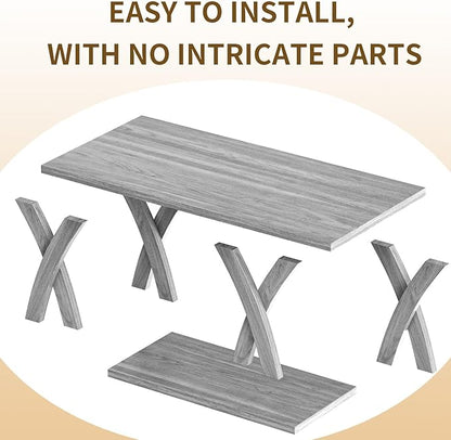 47” Wood Coffee Tables for Living Room Rustic Stands with Storage Shelf Grey Coffee Tables for Living Room Farmhouse Center Stands with Shelf Farmhouse Rectangle Center Table