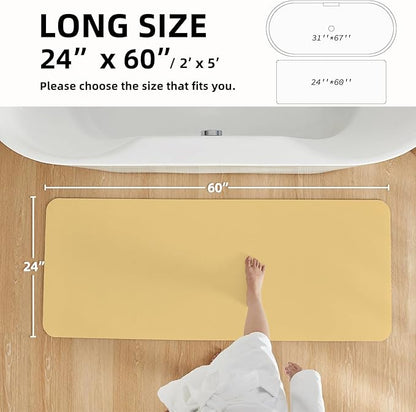 Bathroom Mat Quick Dry, Bathroom Rugs Non Slip Washable Thin Absorbent Bath Mat Fits Under Door Bathroom Floor Mat Perfect for Bath, Shower, or Sink 24"x60" Light Yellow