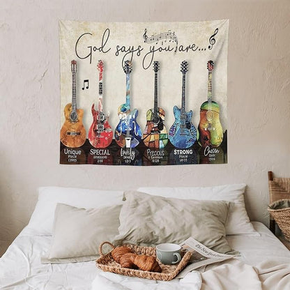 yowecso Musical Guitar Tapestry Rock Guitar Tapestry Wall Hanging for Bedroom Cool Rock Music Tapestries Aesthetic Wall Decor for Home Dorm Living Room 50"x60"