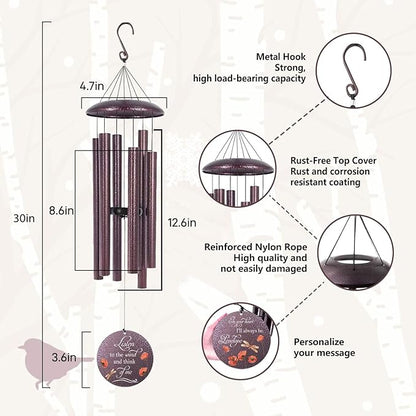 ASTARIN Dragonfly Wind Chimes for Loss of Loved One, Personalized Windchimes in Memory of a Loved One, Bereavement Gifts for Loss of Father Mother, 3 Size Deep Tone Wind Chime