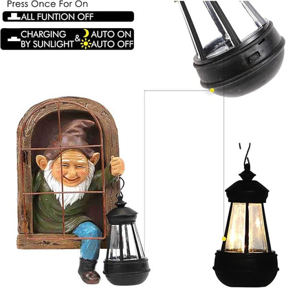 Whimsical Fairy Garden Halloween Gnomes with Solar Lights-10 Elf Out The Door Tree Hugger Garden Statues-Outdoor&Yard Decor-Tree Face Sculpture,Ideal Gifts - Yard Art for Patio,Fence,Wall