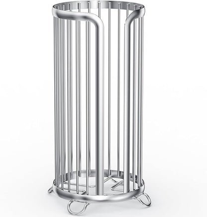 Toilet Paper Holder Stand, Freestanding Toilet Tissue Organizer, Minimalistic Storage Solution, Reserve Mega Rolls-Silver