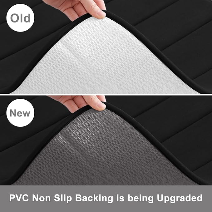 Buganda Memory Foam Bath Mat, 55" x 24", Ultra Soft and Non-Slip Bathroom Rugs, Water Absorbent and Machine Washable Bath Rug Runner for Bathroom, Shower, and Tub, Black