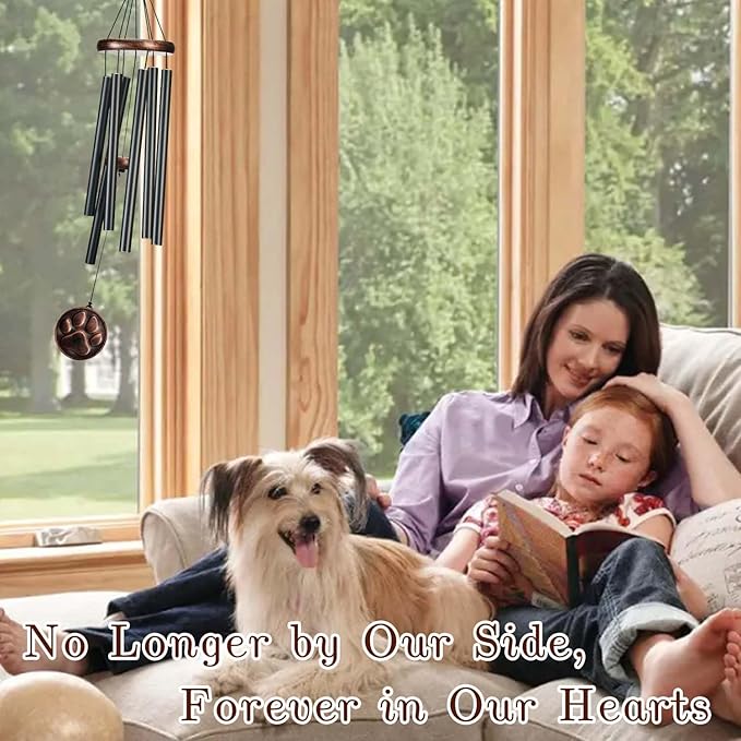 Dog Memorial Gifts, 34" Pet Memorial Wind Chimes for Loss of Dogs, Pet Loss Passing Away Remembrance Sympathy Bereavement Gift, DogPaw Vintage Wind Chime for Outside (DIY 34" Pet Memorial)