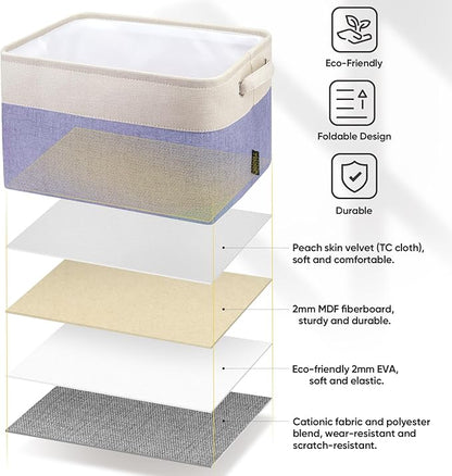 BALEINE 1 Pack Fabric Storage Bins for Shelves, Linen Storage Baskets for Organizing, Decorative Closet Bins for Clothes, Home (Lavender, 12"x8"x8")