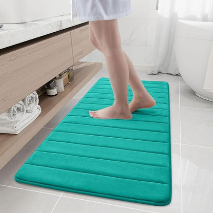 Buganda Memory Foam Bath Mat, 55" x 24", Ultra Soft and Non-Slip Bathroom Rugs, Water Absorbent and Machine Washable Bath Rug Runner for Bathroom, Shower, and Tub, Teal