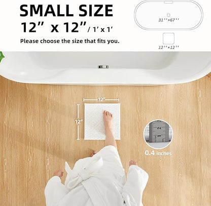 Small Bathroom Rugs, Non Slip Washable Bath Rugs Super Absorbent Bathroom Rug Thin Quick Dry Low Pile Bath Mats, White 12"x12"