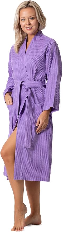 Turkish Linen Waffle Knit Lightweight Kimono Spa & Bath Robes for Women - Quick Dry - Soft