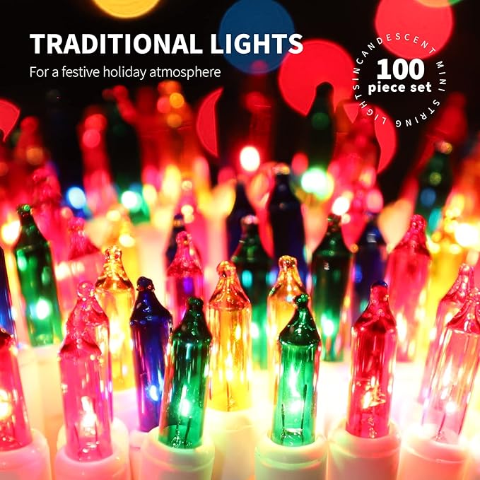 100LIGHTS Multi Easter Mini String Lights，Connectors Christmas Decorative Lights 19.6 UL Certified Waterproof for Easter Home Garden Holiday Christmas Tree Party Patio Wedding