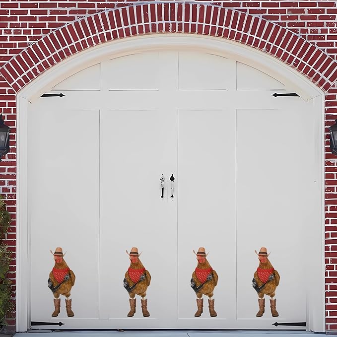 Cool Cowboy Chicken Wall Stickers Peel and Stick, Chicken Lover Gifts Window Stickers Removable, Funny Farm Chicken Wall Decals Decor, Weird Gifts for Friends