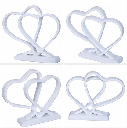 White Heart Sculpture for Living Room Decor Heart Decoration Gift for Her and Him Love Wedding Anniversary Couples Gift Modern Heart Statue for Home Coffee Table Dining Table Centerpiece Birthday