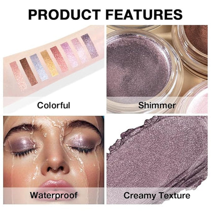 Cream Glitter Dark Purple Shimmer Metallic Eyeshadow Palette Makeup, Natural Single Mini Instant Holographic Eyeshadow For Older Women, Sombras Crema Para Ojos, Talc, Paraben & Cruelty Free