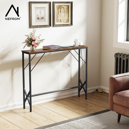 39.4" Console Table, Skinny Entryway Table with Fast-Charging Station, Narrow Long Sofa Table, Behind Slim Couch Table for Entrance, Hallway, Living Room Decor ST-BR100-1