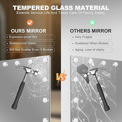 Hasipu LED Bathroom Mirror with Lights, 84" x 40" Hollywood Wall-Mounted Bathroom Mirror with 34 Dimmable Bulbs, 3 Colors Modes, Touch Control, Anti-Fog, Memory Function, Shatter-Proof, ETL Listed