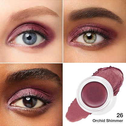 Cream Glitter Orchid Shimmer Metallic Eyeshadow Palette Makeup, Natural Single Mini Instant Holographic Eyeshadow For Older Women, Sombras Crema Para Ojos, Talc, Paraben & Cruelty Free, 26