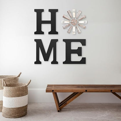 Farmhouse Home Signs with Windmill Clock Wall Decor Rustic Home Letters Wall Art for Living Room Kitchen Entryway Dining Room Bedroom (black)