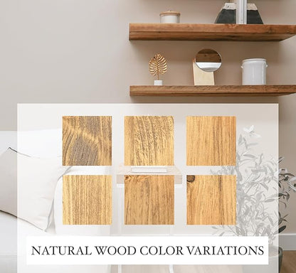 URBANDI, Rustic Floating Shelves, Set of 2, Hidden Bracket, Solid Wood, Heavy Duty, Wall Mounted Shelves, (Brown, 12Wx10D)