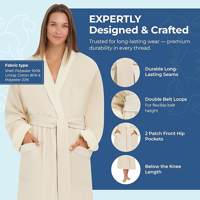 Terry Lined Microfiber Hotel Robe - Luxury Spa Bathrobe by Monarch/Cypress