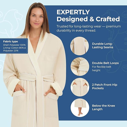 Terry Lined Microfiber Hotel Robe - Luxury Spa Bathrobe by Monarch/Cypress