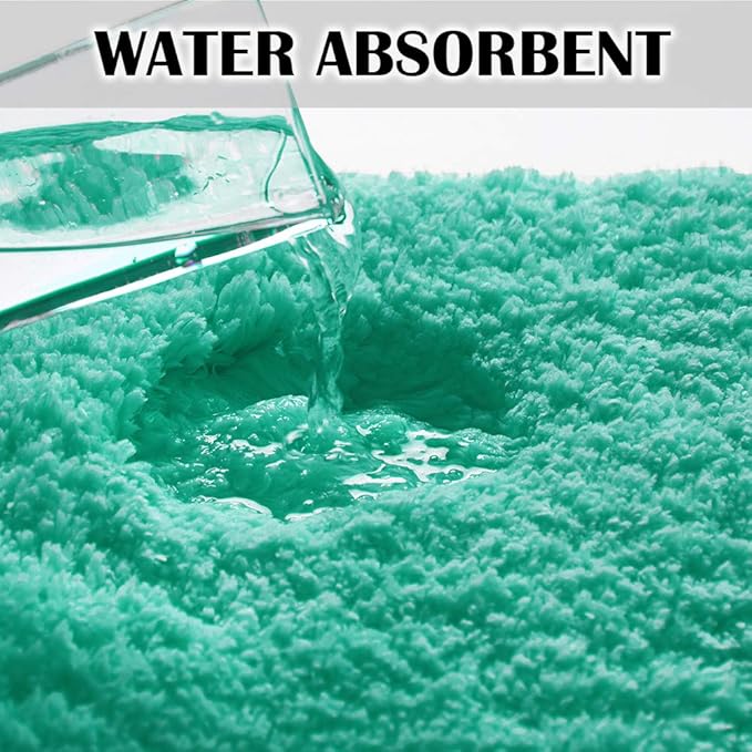 Suchtale Non Slip Bath Mat, Soft Microfiber Shaggy Bathroom Rug, Machine Washable, Thick Plush Shower Mat (20 x 32 Turquoise)