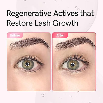 Regene Eyelash Serum | PDRN, EGF with 20 Amino Acids, 9 Peptides | Korean Eyelash & Brow Growth Serum | Gentle Formula to Boost Longer Fuller and Thicker Lashes (0.34 fl.oz.)
