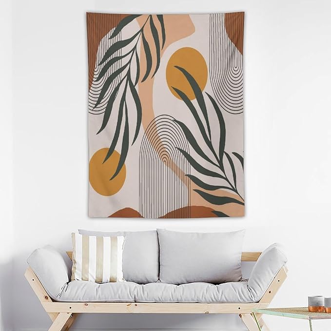 ICMOLYYENLO Boho Plant Aesthetic Tapestry, Abstract Medieval Arch Sun Home Aesthetic Wall Hanging For Bedroom Living Room Dormitory Tapestry 60x80 Inches