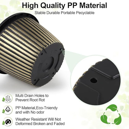 12 inch Planter Indoor Outdoor Plant Pots, 4 Pack Large Plastic Flower Pots with Saucer and Drainage Holes, Decorative Modern Garden Pots for Houseplants