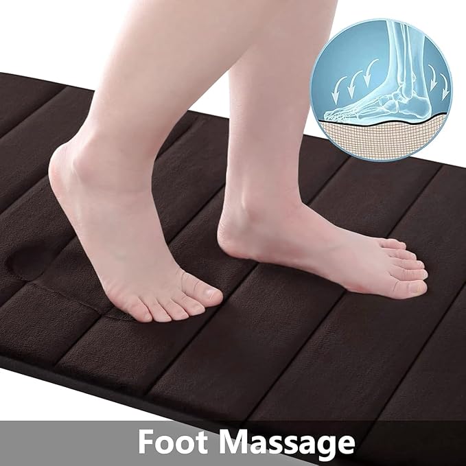 Buganda Memory Foam Bath Mat, 47" x 32", Ultra Soft and Non-Slip Bathroom Rugs, Water Absorbent and Machine Washable Bath Rug Runner for Bathroom, Shower, and Tub, Brown