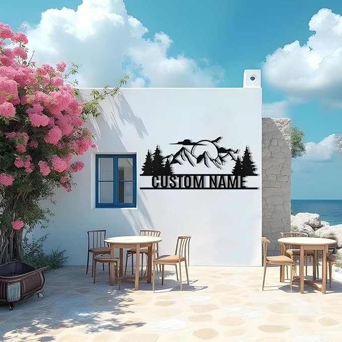 Personalized Mountain Metal Sign, Metal Mountain Wall Art Decor, Custom Family Name Sign, Custom Sign Outdoor Metal, Forest Home Decor Sign, Nature Wall Art, Cabin Decor, Housewarming Gifts